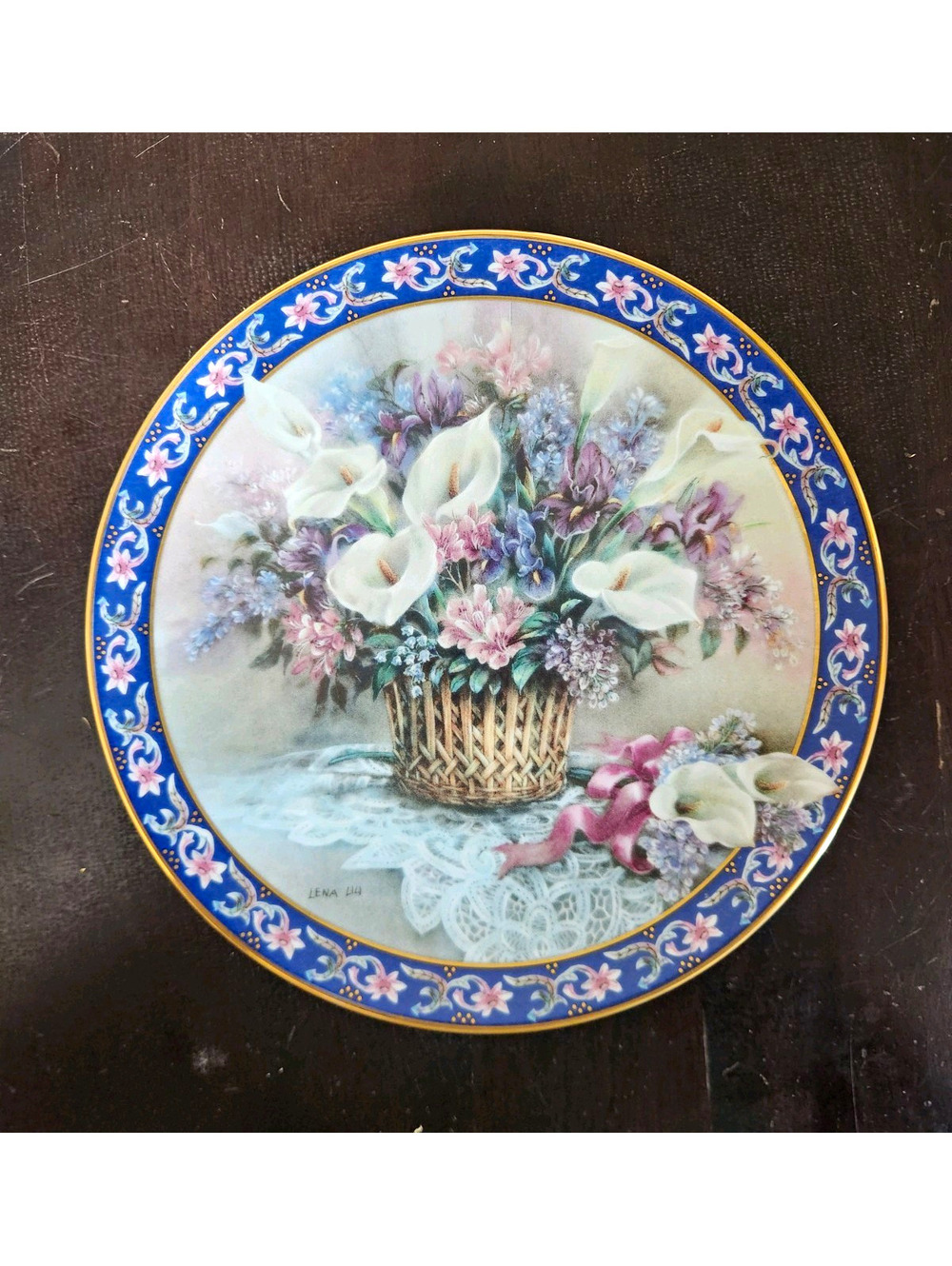 W.S. George Lena Liu Basket Bouquets Calla Lilies Plate Limited Ed 1993
